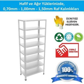 Resim Raf Burada 8 Katlı Galvaniz Çelik Raf - Depo, Arşiv, Kiler, Dosya, Market Rafı-43x75x200 cm- 0.70 mm 