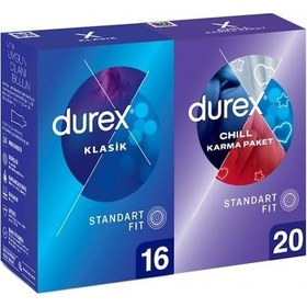 Resim Durex Chill Karma Prezervatif 20'li + Klasik Prezervatif 16'lı 