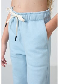Resim Tommy Life Açık Mavi Pamuklu İçi Tüylü Yumuşak Dokulu Standart Fit Nakışlı Kız Çocuk Eşofman Alt - 75158 Açık Mavi 