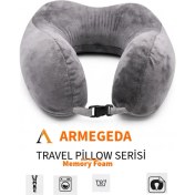 Resim Armegeda Gri Memory Foam Boyun Destekli Seyahat Yastığı – U Şekilli 
