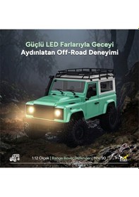 Resim Mn Model Mn90 1/12 Land Rover Defender D90 4wd Rc Model Crawler Offroad Uzaktan Kumandalı Araba Arazi Aracı Truck Rtr Yeşil Mn-90 +dahili Işık Seti 