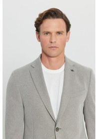 Resim Erkek Hakı 360 Her Yöne Esneyen Pamuklu Slim Fit Dar Kesim Armürlü Blazer Ceket Hakı 