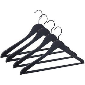 Resim Nyn Ahşap Askı Şık Barlı Elbise Pantolon Askısı Siyah Renk 4 Ade 