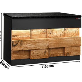 Resim Kasa Bankosu TORONTO - 1150mm - Ahşap Ön Panel - Siyah Granit Çalışma Tezgahı 