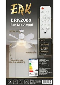 Resim Erk E27 Duya Takılabilen Tavan Vantilatörü Kristal Ledli Kumandalı 6 Kanatlı 3 Renk Işıklı Fan 1 