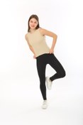 Resim CHEISU Kadın Sand Sıfır Kol Bisiklet Yaka T-shirt Bluz Body Atlet Fitilli Kaşkorse 
