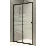 Resim Durul Duşakabin Ön Cephe 4mm Siyah Çizgili Yükseklik 180 cm - 121 cm 