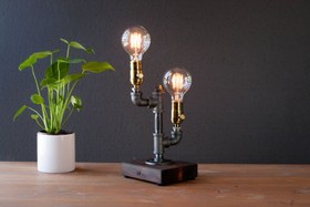 Resim Steampunk 2'li Masa/Gece Lambası 