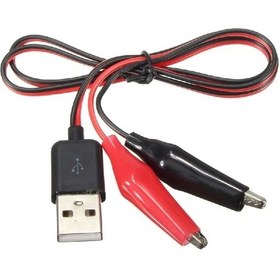 Resim Usb Erkek Krokodil Çevirici Kablo - 5v Kaynak Test Kablosu 60cm Max 2a 