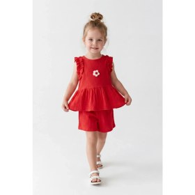 Resim Joy Kids Kız Çocuk Kolsuz Tunik Kesim Günlük Takım (2-5yaş) (Kırmızı) 