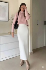 Resim CNG MODA Scuba Beli Lastikli Kalem Etek 