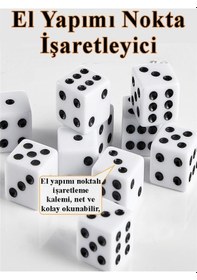 Resim Tavla Zarı 20 Adet Beyaz Zar Akrilik 8.5 Mm Masa Oyunu Kırmızı Siyah Noktalı Beyaz Oyun Zarlar 