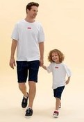Resim Erkek Çocuk Beyaz Oversize Bisiklet Yaka Tişört 