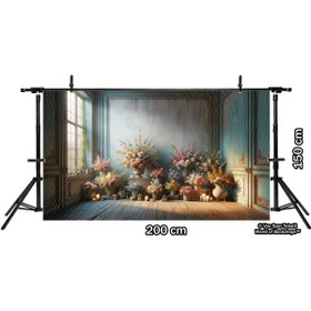 Resim Venspor Vintage Çiçek Aranjmanları ile Rustik Arkaplan 200x150cm Fon Duvar Örtüsü 