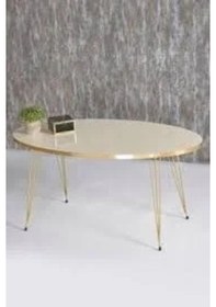 Resim Uslucan Alışveriş Orta Sehpa Elips Gold Krem Tel Çok Renkli 