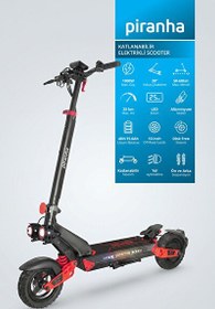 Resim Piranha 5025-K 1000W 48V 15.6Ah 50-60 KM Menzil Katlanabilir Çift Süspansiyon Off-Road Lastik Elektrikli Scooter 