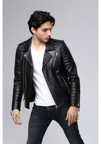 Resim Erkek Hakiki Deri Spor Mont (544954913) Siyah 