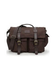 Resim Dark Cotton 7238 Suya Dayanıklı Kanvas Postacı Çantası - 15.6 İnç Laptop Bölmeli Vintage Omuz Çantası Kahverengi 