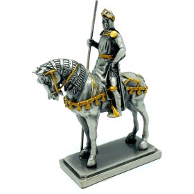 Resim Kurşun Asker Orta Çağ Atlı ve Mızraklı Şövalye | Koleksiyonluk Model Asker | Küçük Insan Figürleri 