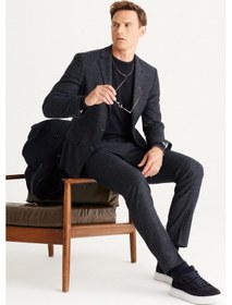 Resim AC&Co / Altınyıldız Classics Erkek Lacı Slim Fit Dar Kesim Mono Yaka Yünlü Desenli Takım Elbise Lacı 