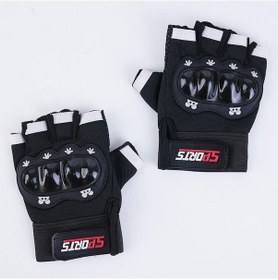 Resim Çocuklar İçin Koruma Destekli Unisex Yarım Parmak Scooter Bisiklet Eldiveni 