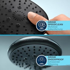 Resim GROHE Vitalio Comfort 110 Sürgülü Duş Seti, 110mm Kare 2 Akışlı El Duşu, 600mm Sürgülü Ray, 1750mm Duş Hortumu, Duş Başlığı Seti, Krom, 26928001 