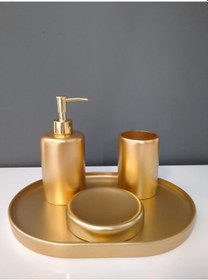 Resim Selim Dekor 4 Parça Banyo Seti Victoria Altın 