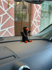 Resim 3dbaydesign Altın Zincirli Sallanan Ördek Yeni Trend Dikiz Ayna Süsü (siyah Turuncu) 