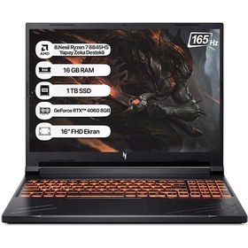 Resim Acer Nitro V16 ANV16-41 NH.QRUEY.005 R7-8845HS 16 GB 1 TB SSD RTX4060 8 GB Free Dos 16" Wuxga Dizüstü Bilgisayar 