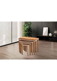 Resim Nivemeshome Hilal Ceviz-krem Zigon Sehpa Ceviz-krem 