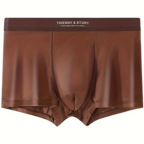 Resim 1 Adet Premium Hafif Lüks Buz İpeği Erkek İç Çamaşırı - Kare Köşe Tasarımlı Nefes Alabilir Hızlı Kuruyan Boxer Külot, Orta Esneklikte Düz Renkli Günlük & Spor İç Giyim 