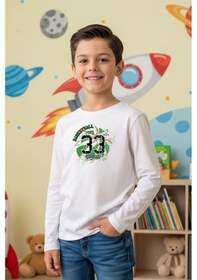 Resim Fyk Kids Sıfır Yaka Basketball Baskılı Erkek Çocuk Sweatshirt BEYAZ 