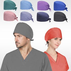 Resim Uzun Saçlar İçin Ayarlanabilir Scrub Kapağı - Nefes Alabilir, Esnek Bakım Şapkası Çoklu Renklerde, Makinede Yıkanabilir, Polyester Karışımı, Bağcıklı Vintage Tarzı - Tüm Mevsimler İçin İdeal 