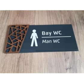 Resim Yönline Ahşap Detaylı Pleksi Wc Tabelası Set 