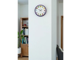 Resim Akıllı Durak 36 cm Mor Çocuk Odası Duvar Saati 