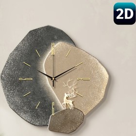Resim 2D Düz, 1 adet 2D Düz Lüks Modern Tarz Taş ve Altın Geyik Sessiz Duvar Saati, Süper Sessiz Kuvars Hareketi, Çıkarma Yok, Hafif Lüks Modern ve Rahat Ev Atmosferi Müzik Odası Yatak Odası Mutfak Kahve Bar Dekorasyon Saati, 2D Düz 