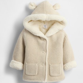 Resim Beyaz Bebek Sherpa Astarlı Hırka - Gri / 3-6M 