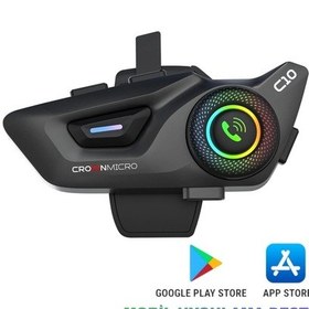 Resim Crown C10 Motosiklet Kask Bluetooth Kulaklık Seti - Mobil Uygulama Destekli - İntercom / İnterkom - 
