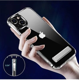 Resim Apple Uyumlu iPhone 14 Kılıf Standlı Şeffaf Silikon Kapak Renksiz 