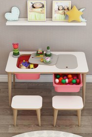 Resim moniev Çocuk Çalışma Masası Oyun Ve Etkinlik Masası Yaz Sil Çiftli Masa Tabureli 