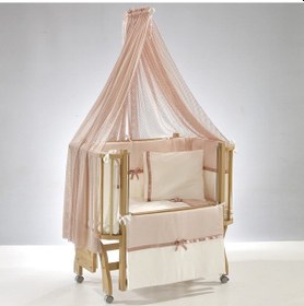 Resim Meltem Kids Mood Sallanır Ahşap Anne Yanı Beşik 50 x 90 CM Naturel Pembe 