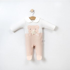 Resim Lamato Baby Puantiyeli Gül Ayıcık Aksesuarlı Bebe Yakalı Kız Tulum SOMON 