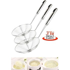Resim Çelik Kevgir Patates Sebze Yağ Kızartma Süzgeç Lüx Servis Seti Mutfak Tel Kepçe Kızartma Kevgir 