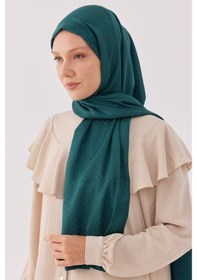Resim Mirsoy Scarf Halka Desen Parlak Jakar Şal - Petrol Yeşili Petrol Yeşili 