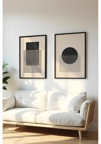 Resim Huhuli Ahşap Siyah Çerçeveli 2 Parça Set Tablo Huhu81 