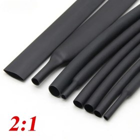 Resim 2m Siyah Isıyla Büzülebilen Tüp, 2:1 Oran, 1.5mm'den 50mm'ye - Esnek PE/Poliolefin Malzemeli DIY Kablo Tamiri ve Tel Koruma için, Su Geçirmez, EN 60529, DIY Elektrik Projeleri | Pürüzsüz Siyah Tüp | Isıyla Büzülebilir, Isıyla Küçülen Tel Bağlantı Parçaları 