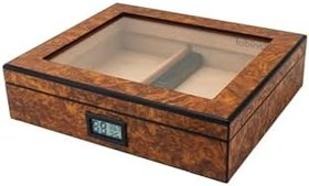 Resim Lubinski Cedar Basic Camlı Puro Kutusu Humidor Slim Dijital Kahve 15S 
