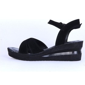 Resim Moda Ayakkabı 152 Ortopedik Süet 7cm Kadın Sandalet Ayakkabı Siyah 