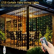 Resim USB ile Çalışan LED Perde Işıkları Uzaktan Kumandalı - 8 Mod, Romantik İç Mekan Dekoru için Sıcak Sarı Parlama, Düğünler, Doğum Günleri, Noel, Sevgililer Günü ve Daha Fazlası için Mükemmel - Pil Dahil Değildir, Yatak Odası için Işık Zinciri 