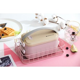 Resim Vagonlife Bento Lunch Box Ofis-okul Için Yeni Nesil Sefer Tası Ahşap Kapak Çift Kat Çelik Ff494 